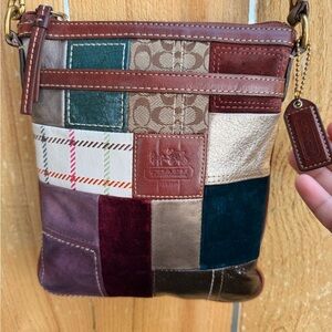 Coach Patchwork Crossbody Bag - Brown, Purple, Green